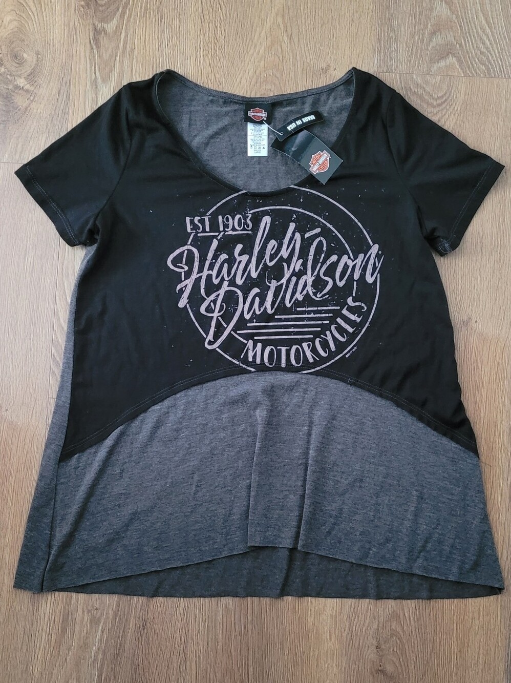 Harley-Davidson Two-Tone Logo Tee in Black and Gray